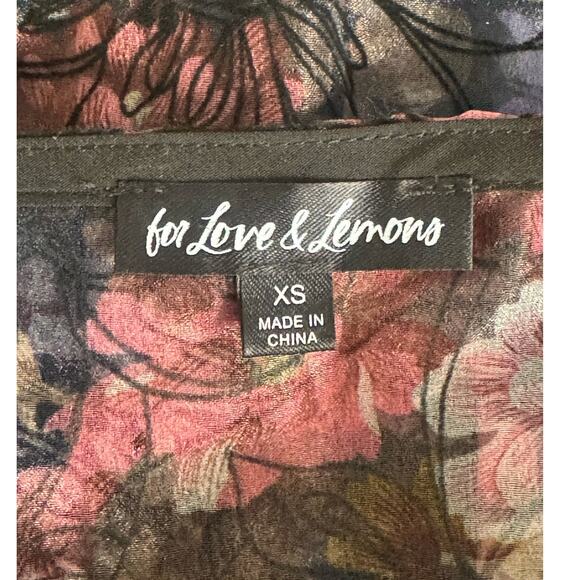 For Love & Lemons Sophia Sheer Puff Sleeve Midi Dress Black Navy Floral XS - Picture 6 of 14